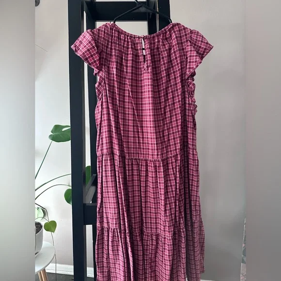 Burgandy Plaid Mini-Dress - Picture 2 of 2